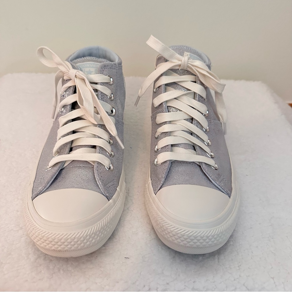 Converse Metallic Silver High-Tops - Picture 2 of 11